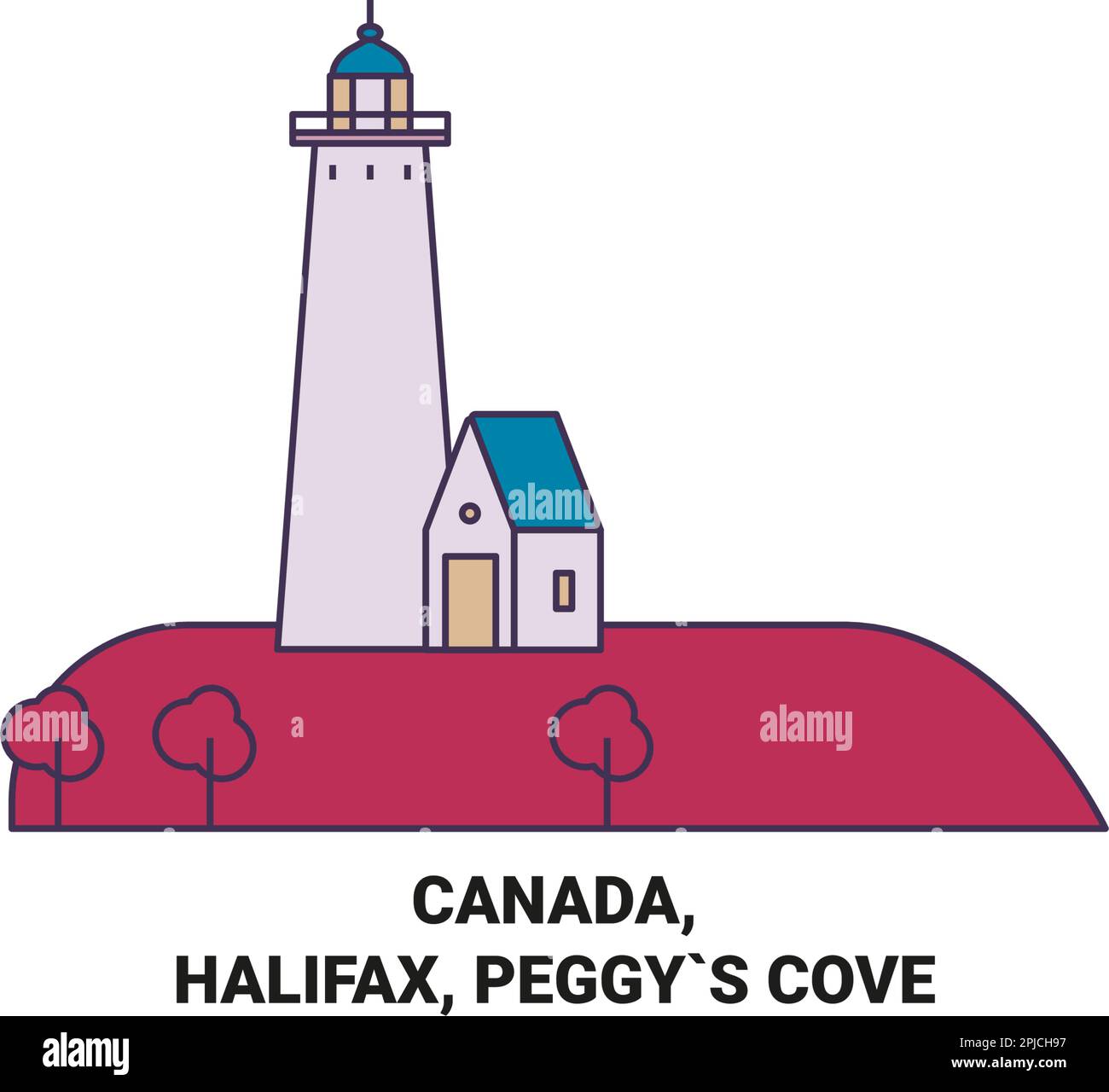 Canada, Halifax, Peggy`s Cove travel landmark vector illustration Stock